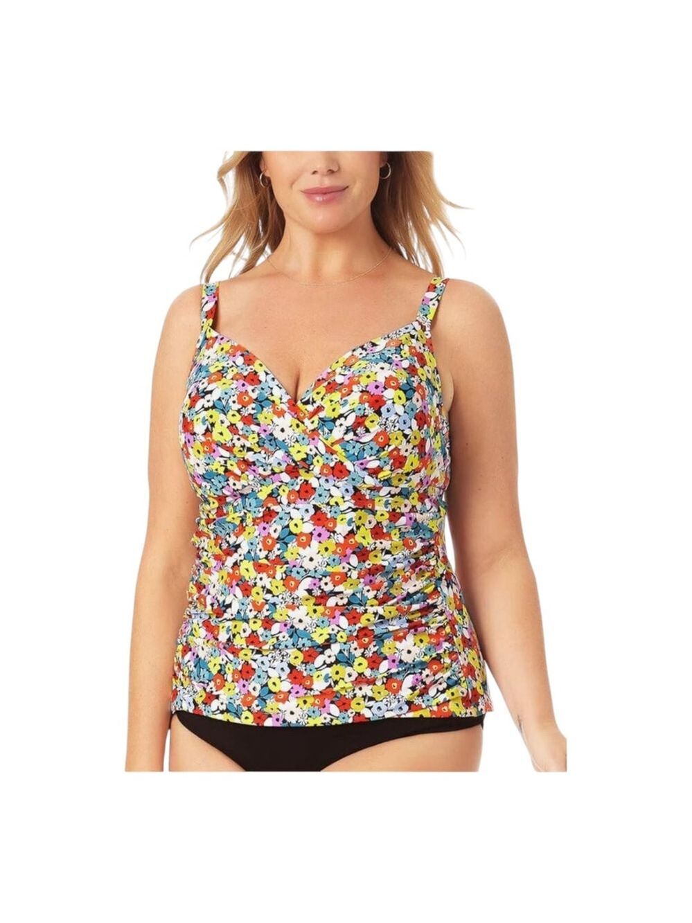 NEW Anne Cole Ditsy Floral Print Underwire Tankini Top Colorful 34DD/36D